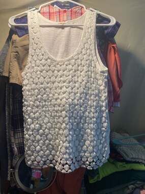 J.Crew White Crochet Overlay Polka Dot Eyelet Tank Top Size S